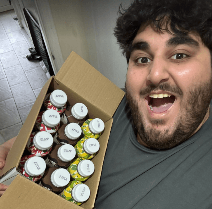 Daud Butt holding Huel